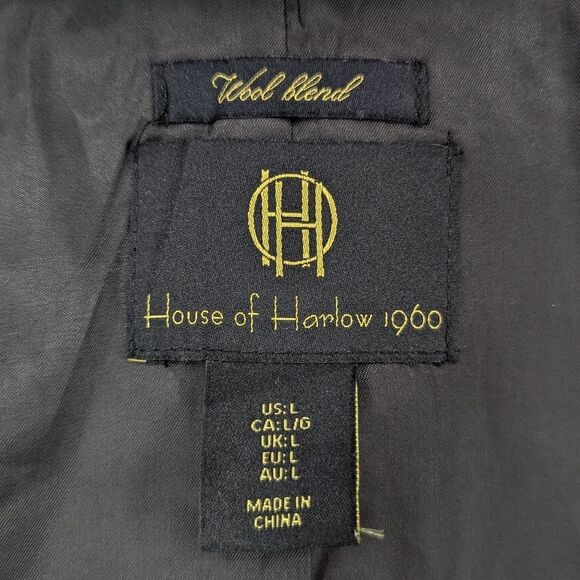 House of Harlow 1960 Houndstooth Wool Blend Double Breasted Blazer Coat Large - Picture 5 of 6